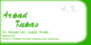 arpad kupas business card